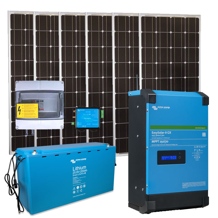 Solar Inselanlage AC 1.6kVA / 600Wp / 200Ah LiFePO4
