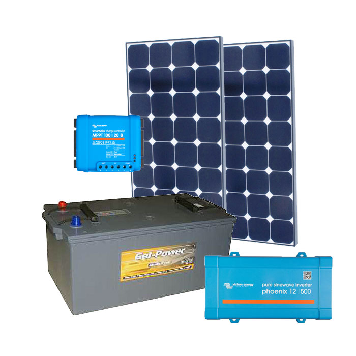 Solar Inselanlagen mit Wechselrichter zur autarken Stromversorgung von 230V  AC-Verbrauchern